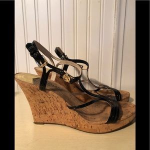 Michael Kors Black Cork Wedges